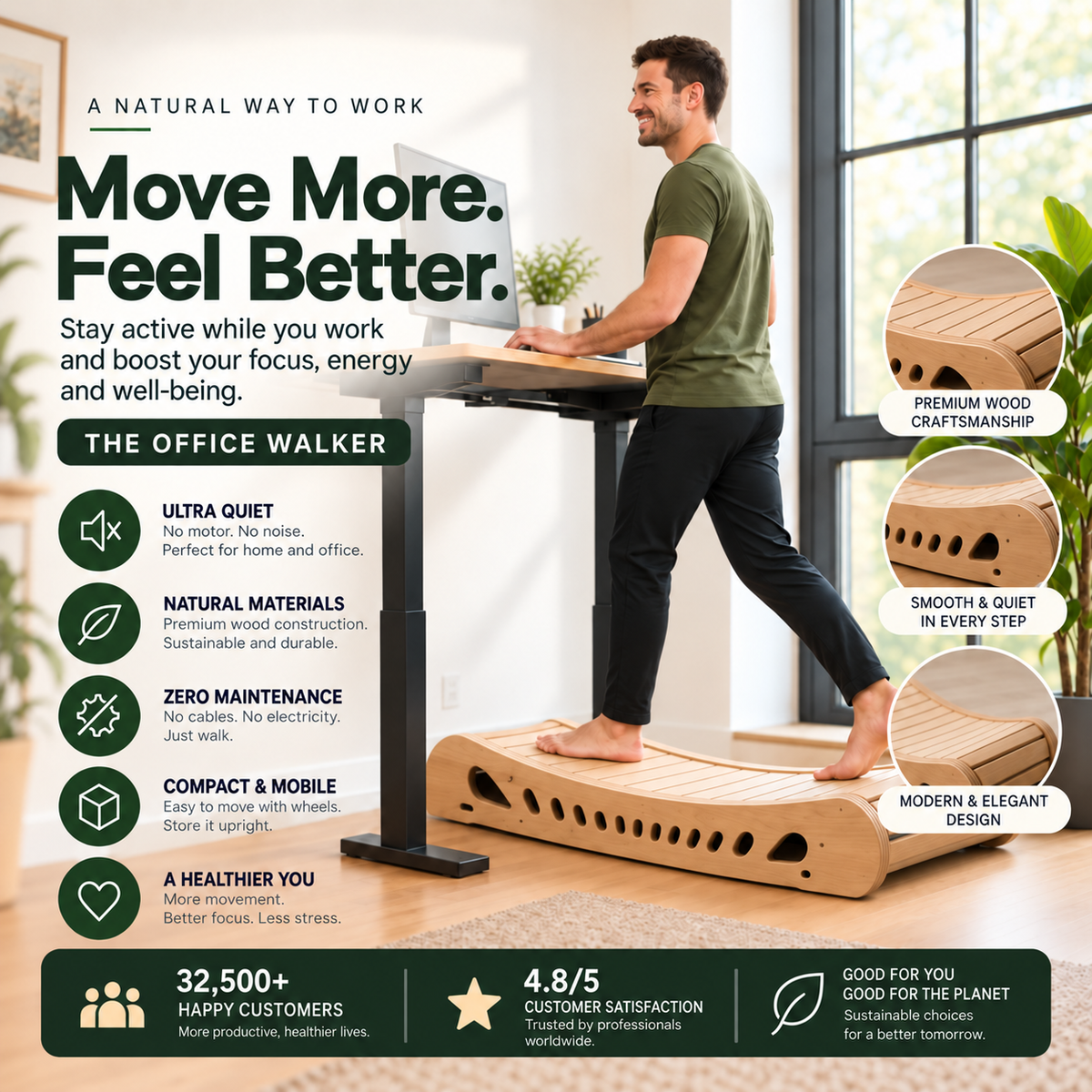 Orvian Premium Wooden Office Walker